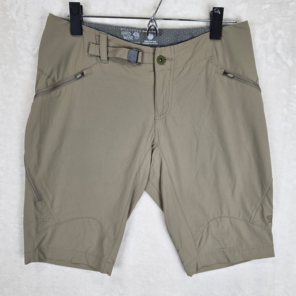 Mountain Hardwear Dynama Khaki Tan Hiking Shorts Womens Size 4 Belted climbing